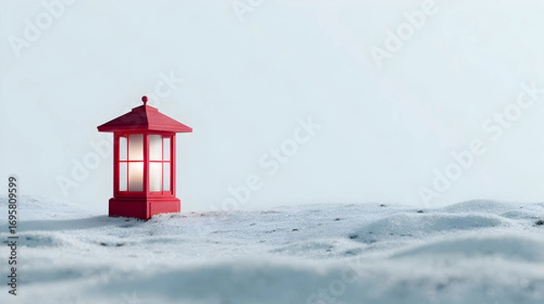 Obraz Red Lantern in a Winter Landscape
