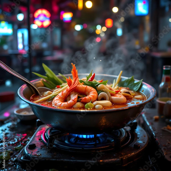 Fototapeta spicy prawn soup