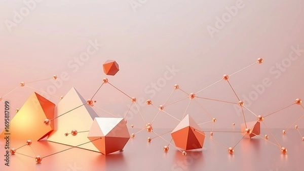 Obraz Abstract geometric shapes in metallic tones, symbolizing modern connectivity and communication.