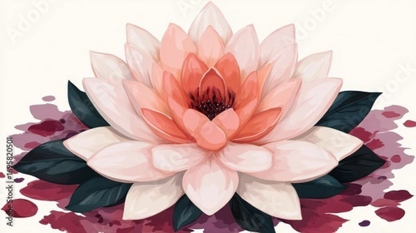 Fototapeta Serene Lotus Flower with Water Droplets for Spa and Relaxation