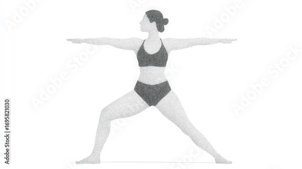 Fototapeta Minimalist Outline of Yoga Warrior Pose Side View