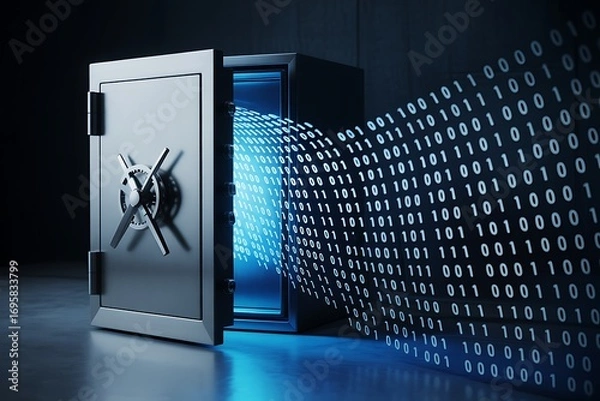 Fototapeta Secure data vault cybersecurity protection and information