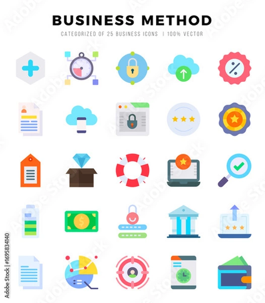 Fototapeta Business Method icons Pack. Flat icons set. Business Method collection set. Simple vector icons.