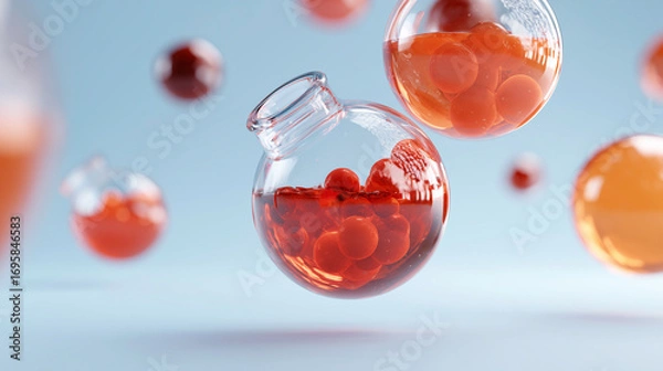Fototapeta Visualization of Atoms and Molecules in Minimalist Style