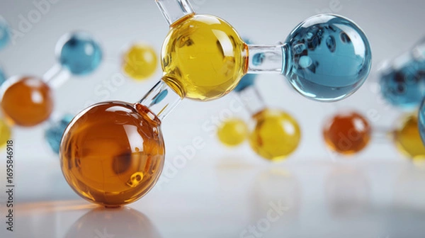 Fototapeta Visualization of Atoms and Molecules in Minimalist Style