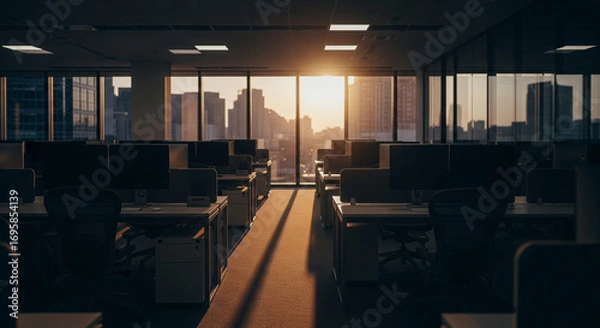 Obraz Empty Office at Twilight after Work Hours