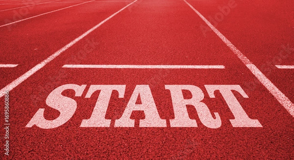 Fototapeta Start Line. Start, word on red background