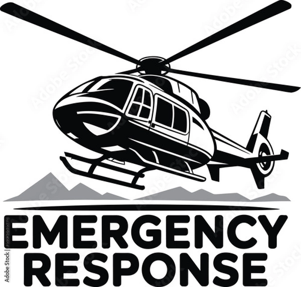 Fototapeta Emergency Response Helicopter with Text on Transparent Background for Rescue Services