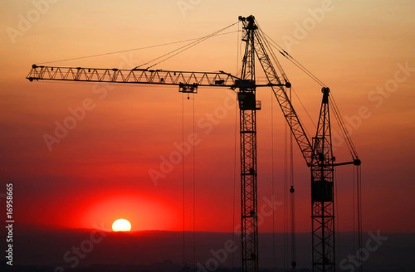 Obraz Cnstruction site on sunset.