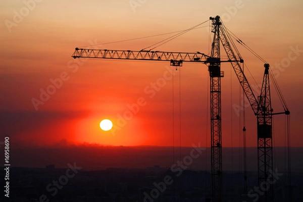 Obraz Construction site on sunset.