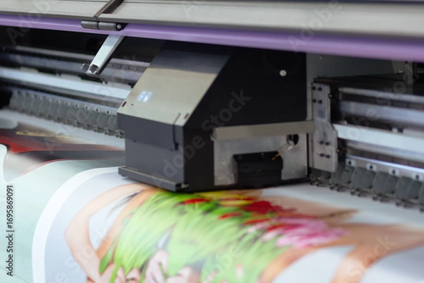 Fototapeta Large format printing machine in operation