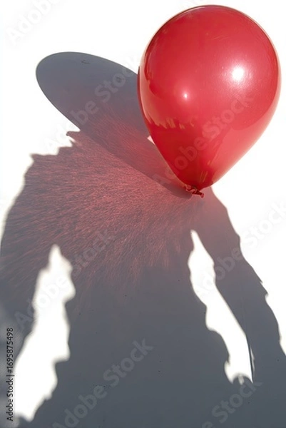 Fototapeta Shadow of a person with a red balloon