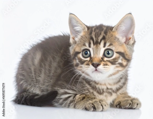 Obraz Funny kitten isolated over white