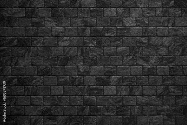 Fototapeta Black brick wall texture as background or wallpaper for inserting text. Abstract dark brick wall texture background pattern, Wall brick surface texture.
