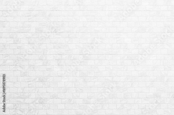 Fototapeta Kitchen wallpaper concept: Close up modern white brick tiles wall texture background, White brick wall texture background for stone tile block in grey light color wallpaper modern interior.