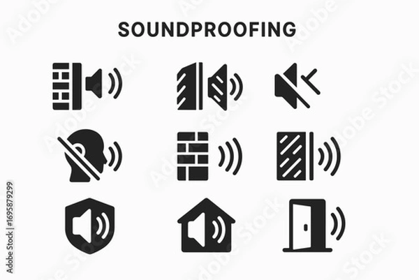 Fototapeta Soundproofing and Noise Reduction Icons_simple_compose