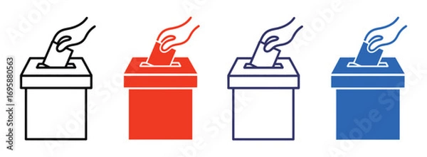 Fototapeta Hand voting ballot box icon set. voting sign. for mobile concept and web design. vector illustration