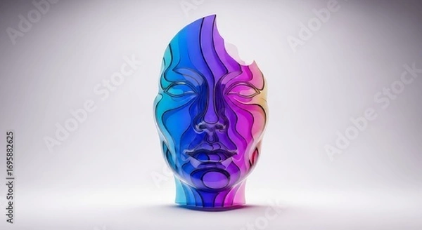 Fototapeta Abstract Human Face Sculpture with Colorful Layers