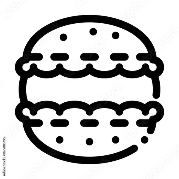 Fototapeta line art icon of a macaroon for a birthday event	