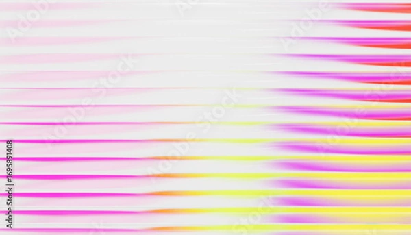Fototapeta Tv glitch screen 3d background. Digital noise effect on vhs tape. Color pixel texture, error video signal. Abstract hologram rewind with scratch lines. Glass horizontal stripe pattern. 3D illustration