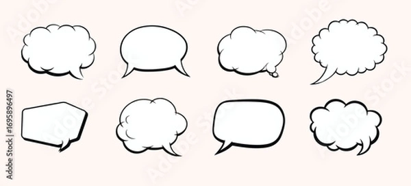 Obraz Hand-Drawn Speech Bubble Collection – Comic & Dialogue Shapes Set