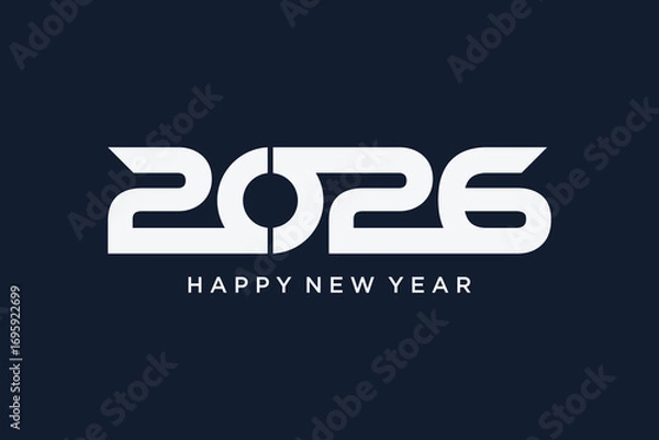 Fototapeta 2026 happy new year icon logo design vector illustration with creative idea