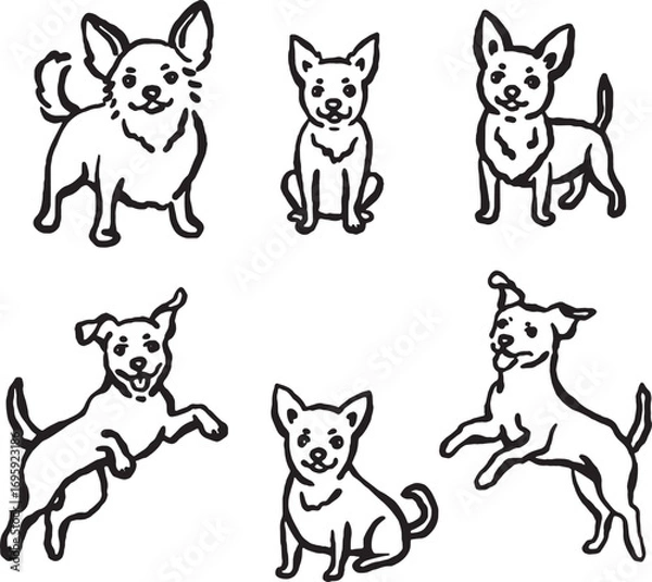 Obraz Hand-drawn whimsical Chihuahua dogs