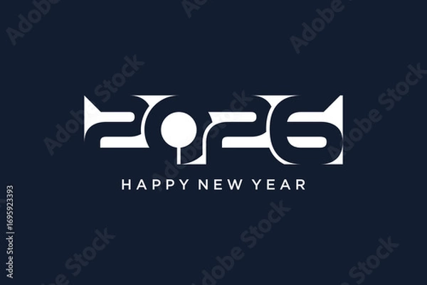 Fototapeta 2026 happy new year icon logo design vector illustration with creative idea