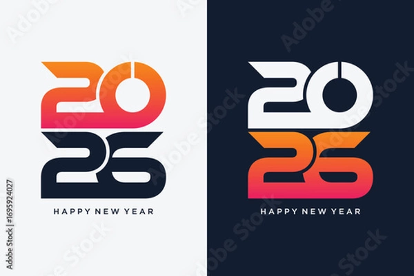 Fototapeta 2026 happy new year icon logo design vector illustration with creative idea
