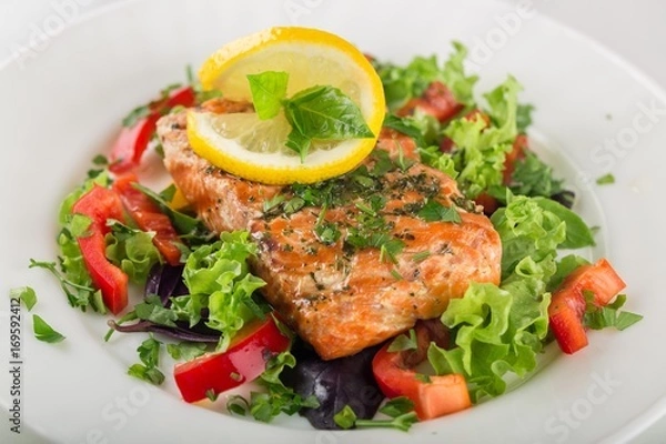 Obraz Salad with fish.