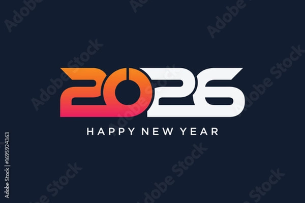 Fototapeta 2026 happy new year icon logo design vector illustration with creative idea