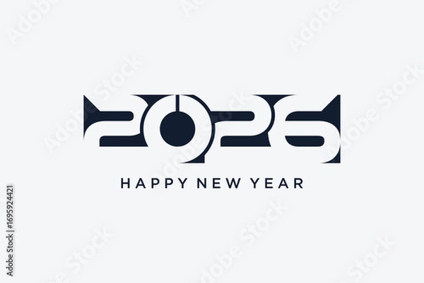 Fototapeta 2026 happy new year icon logo design vector illustration with creative idea