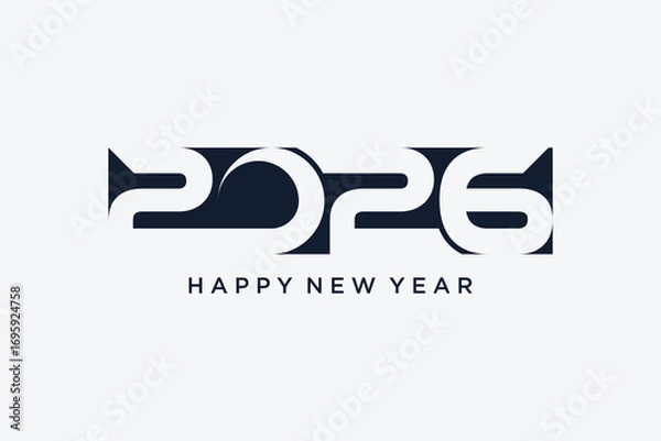 Fototapeta 2026 happy new year icon logo design vector illustration with creative idea