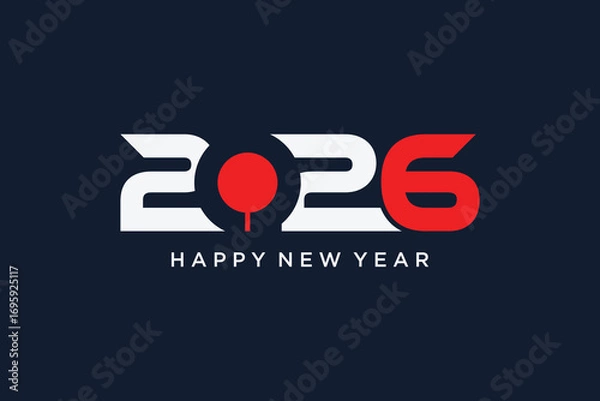 Fototapeta 2026 happy new year icon logo design vector illustration with creative idea