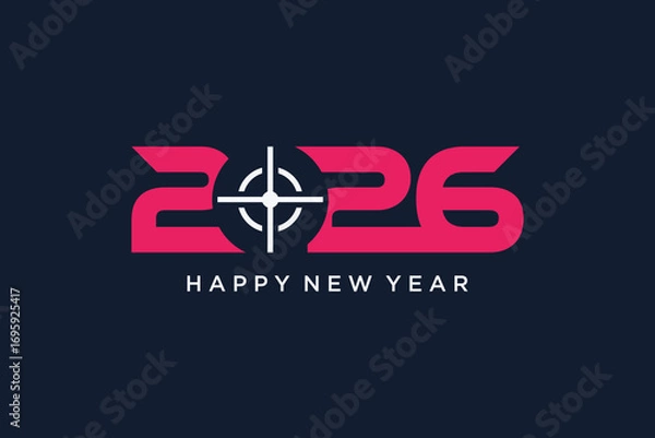Fototapeta 2026 happy new year icon logo design vector illustration with creative idea