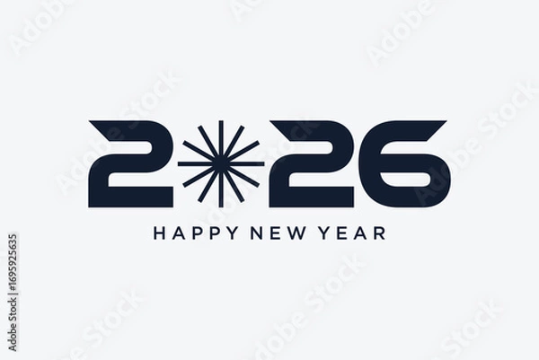 Fototapeta 2026 happy new year icon logo design vector illustration with creative idea