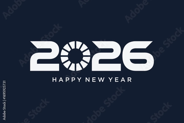 Fototapeta 2026 happy new year icon logo design vector illustration with creative idea