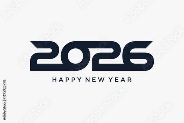 Fototapeta 2026 happy new year icon logo design vector illustration with creative idea