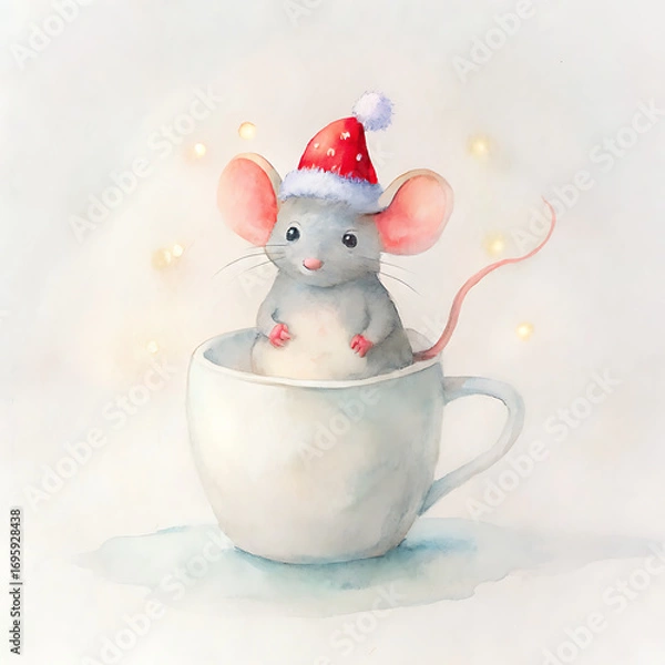Obraz mouse in a christmas cup