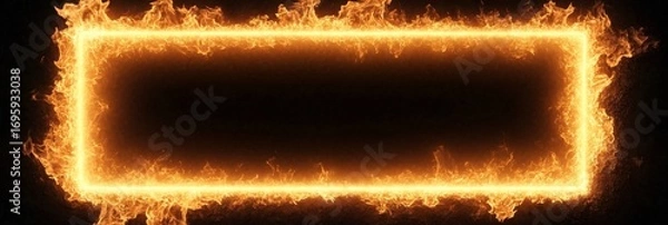 Fototapeta Dynamic and Intense Flames Surrounding a Dark Background, Creating a Striking Visual Contrast