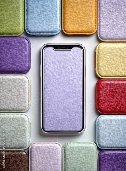 Fototapeta Colorful Rectangles Arranged Around a Device