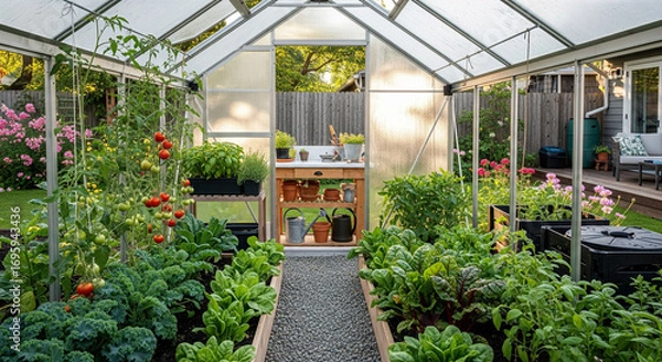 Obraz Backyard Greenhouse for Organic Vegetables