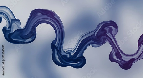 Fototapeta Abstract wavy line art with dark blue and purple gradient on a light blue and white background design