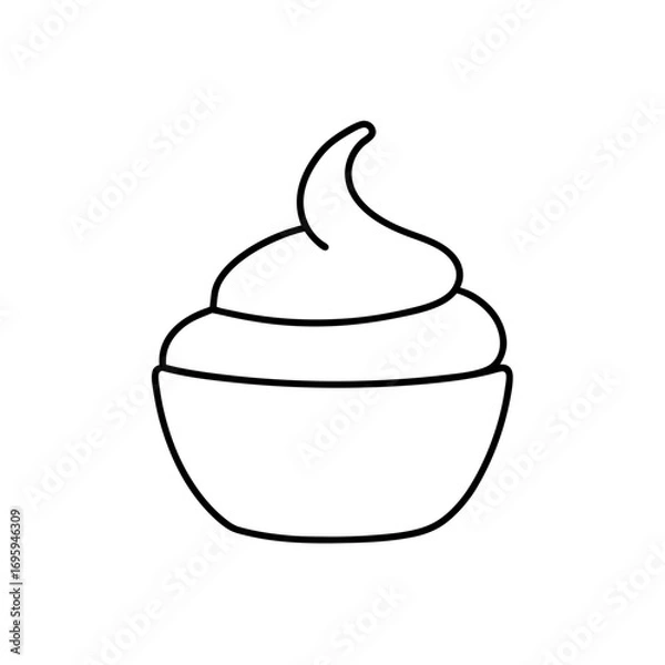 Fototapeta Outline drawing of a swirled ice cream cup on transparent background