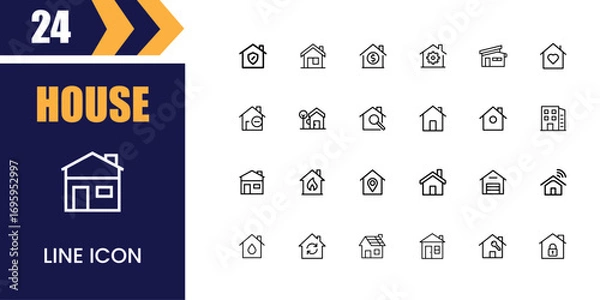 Fototapeta Collection of hand drawn icons representing various types of houses and home related concepts