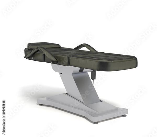 Fototapeta new black leather cosmetology chair with adjustable positions perspective view 3d render on white