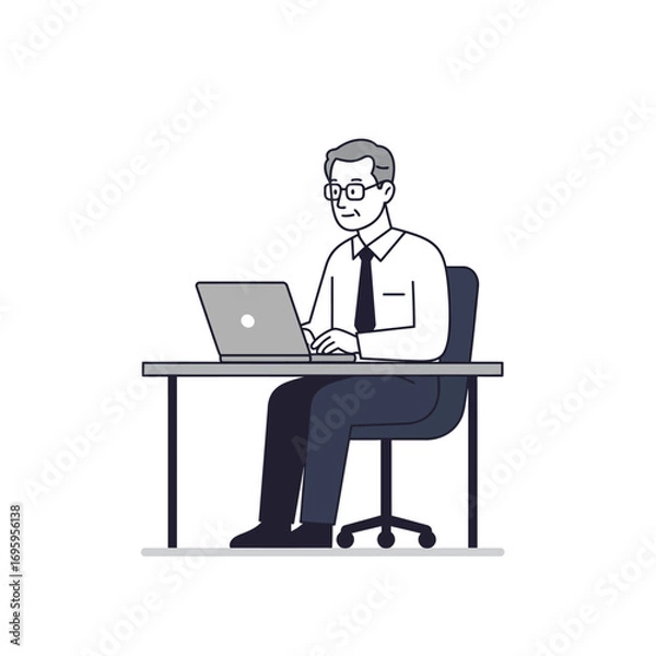 Fototapeta Businessman Working on Laptop