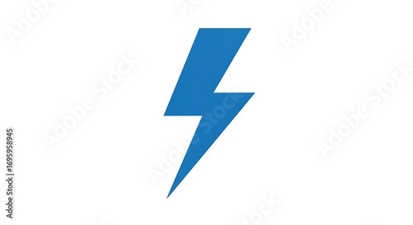 Fototapeta A simple blue lightning bolt symbol isolated on a plain white background with a clean design style