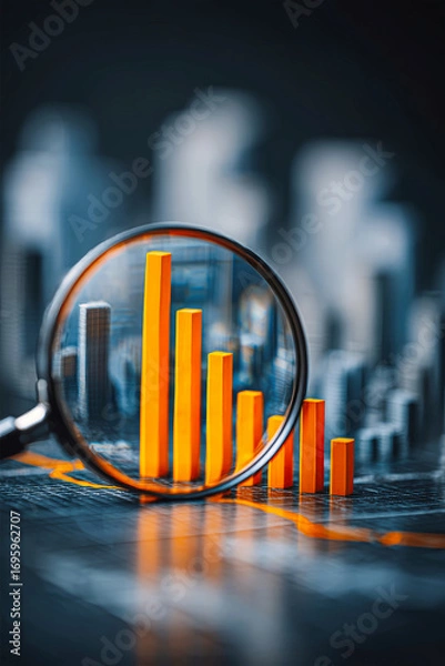 Fototapeta Exploring growth in business finance through a magnifying glass