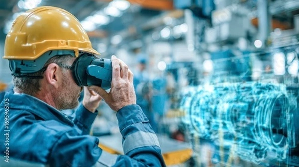 Fototapeta VR Manufacturing Engineer | Augmented Reality Factory Worker